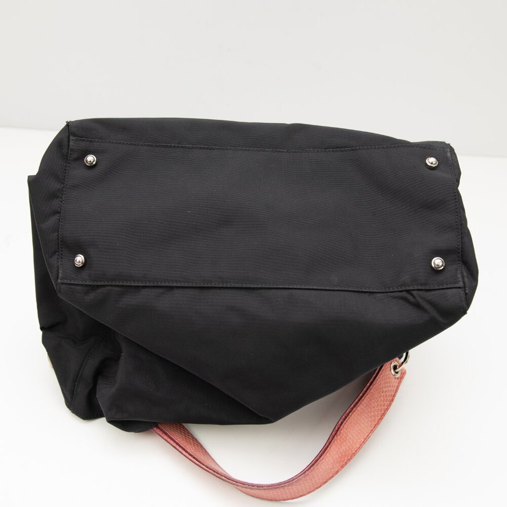 Kate Spade "Maddie" Nylon Drawstring Shoulder Bag Snakeskin Strap 2000s Black - Picture 6 of 12